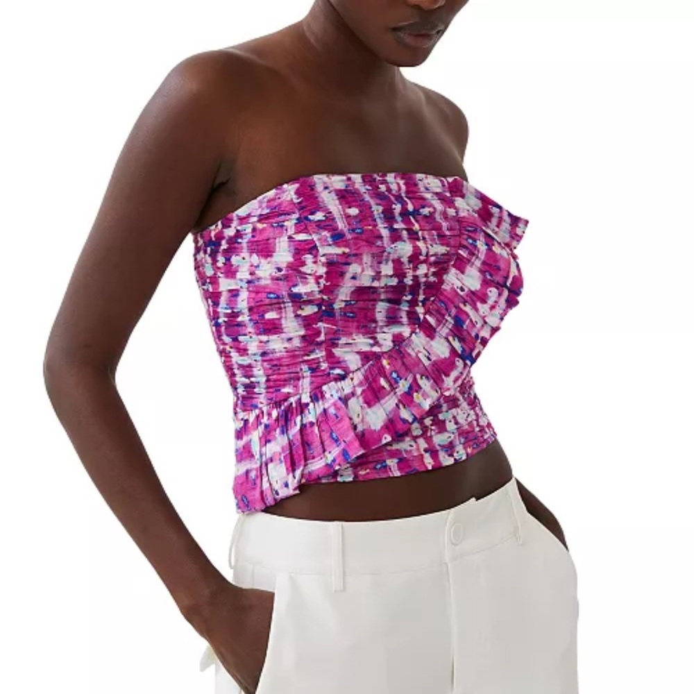 French Connection Aria Faris Ruffle Trim Top New With Tags Size US 6 Pink Small - Picture 12 of 12